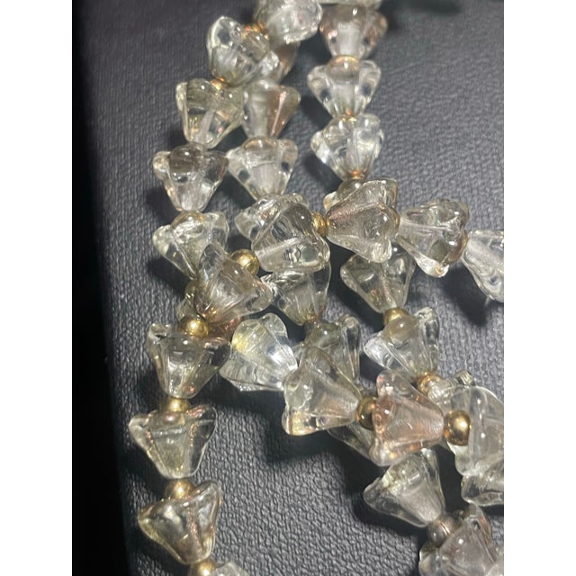 1950s Long Fluted Necklace Features Transparent, Mold-Pressed Glass Bellflower in Jablonec Nad Nisou (Gablonz) Czechoslovakia For Sale In South Bend - Image 6 of 8