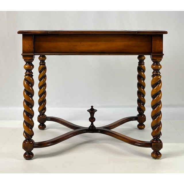 Theodore Alexander Attributed Barley Twist Game Table With Reversible Tooled Leather Top For Sale - Image 9 of 18