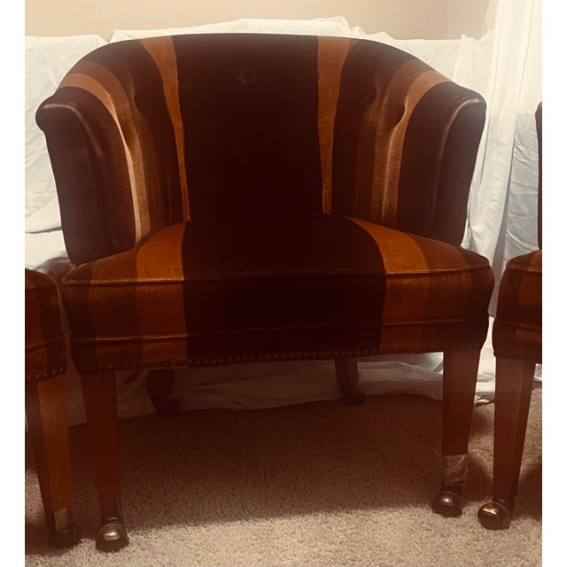 Vintage Art Deco St Timothy Chair Company Velvet Barrel Back Club Chair For Sale - Image 12 of 12