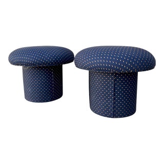 Vintage Mushroom Shaped Upholstered Footstools / Ottomans (A Pair) For Sale