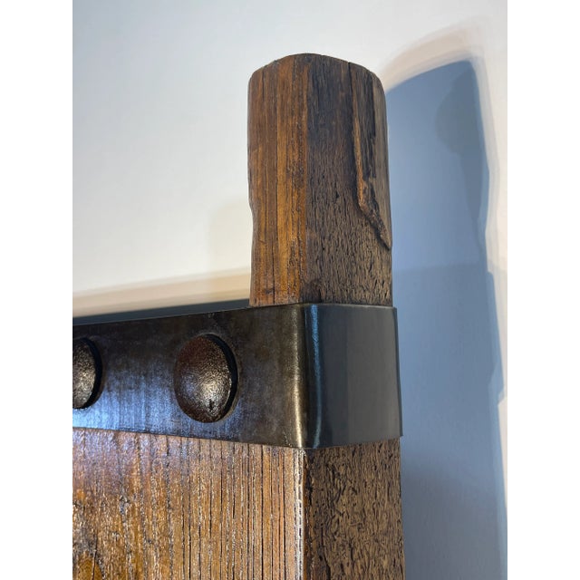 Wood Reproduction Chinese Wood with Iron Doors with Food Dog Knockers - a Pair For Sale - Image 7 of 13