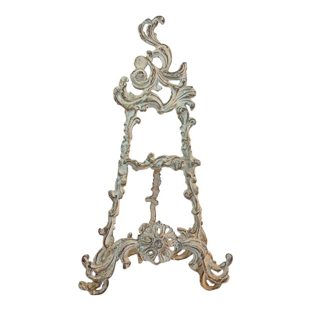 1920s Large Ornate Distressed Painting or Photo Display Tabletop Easel 19” For Sale