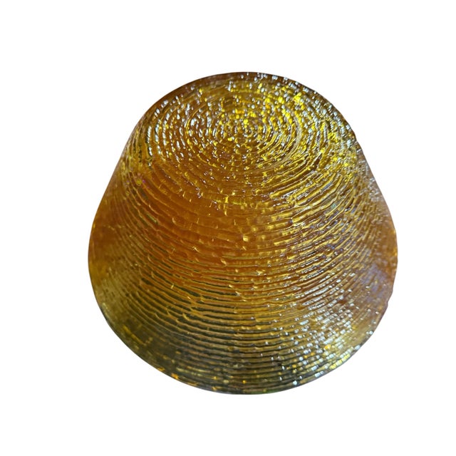 1960s Vintage Amber Textured Art Glass Bowl | Mid Century Modern Decorative Centerpiece For Sale - Image 5 of 8