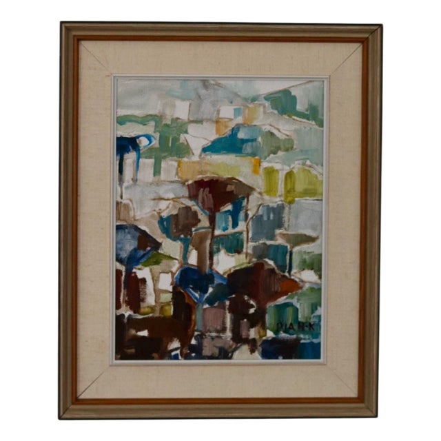 Pia H. Campbell, Town, 1950s, Oil on Canvas, Framed For Sale