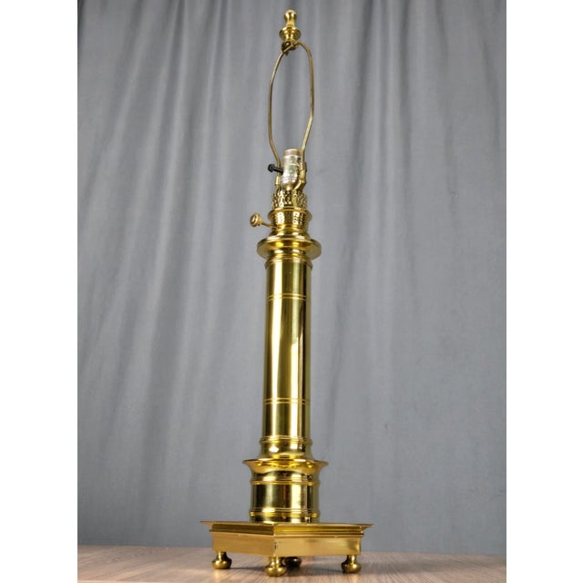 Frederick Cooper 1990s Frederick Cooper Brass Faux Lantern Column Footed Table Lamp For Sale - Image 4 of 17