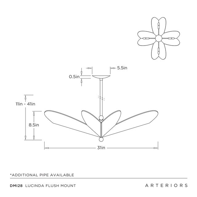 This textural antique brass flush mount casts light upward through its hand-hammered shades, reminiscent of delicate...