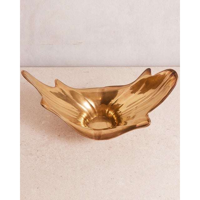 1970s Large Brass Low Bowl or Vase For Sale - Image 11 of 18