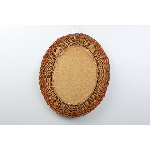 Small Mid-Century Rattan Mirror, France, 1960s For Sale - Image 9 of 11