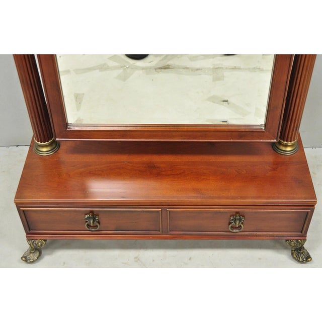 Late 20th Century Bombay Company Cherry Wood Victorian Style Standing Cheval Mirror With Drawer For Sale - Image 5 of 18