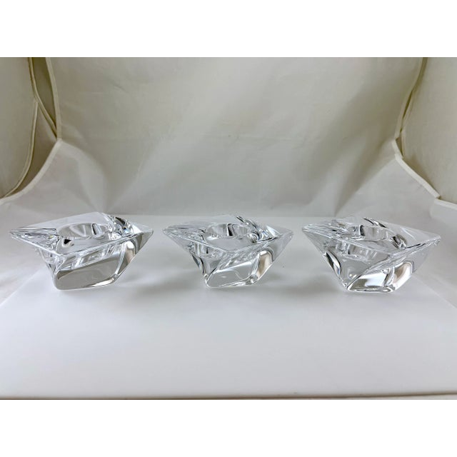 Contemporary Orrefors Crystal Glass Tornado Candle Holders - Set of 3 For Sale In New York - Image 6 of 6