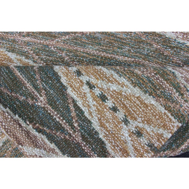Brown Keivan Woven Arts Scandinavian Flat-Weave Rug With Brown and Green 3'2 X 4'11 For Sale - Image 8 of 9