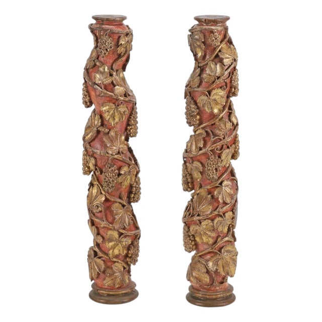 Portuguese Baroque Columns, 1800s, Set of 2 For Sale