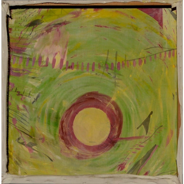 Textile Abstract Expressionist Composition in Green, Red & Black For Sale - Image 7 of 8