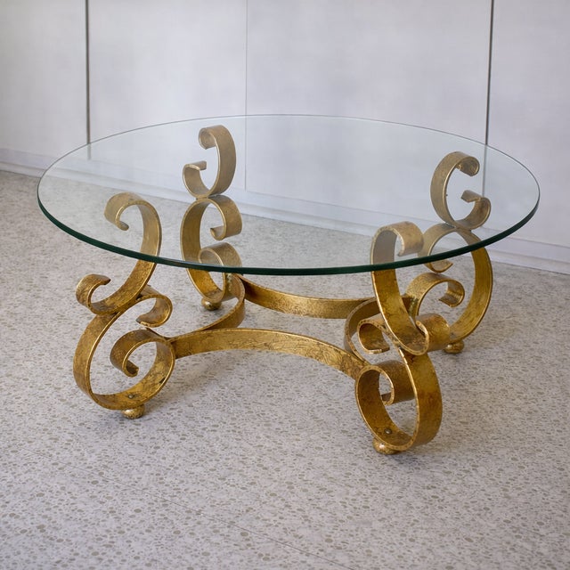 Wonderful Pair of Sculptural Wrought Iron Side Table or Ottoman Bases With Gilt Finish Circa 1960s For Sale - Image 9 of 10