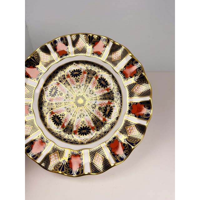 1980s Royal Crown Derby Old Imari 1128 Fluted Dessert Plate For Sale - Image 9 of 11