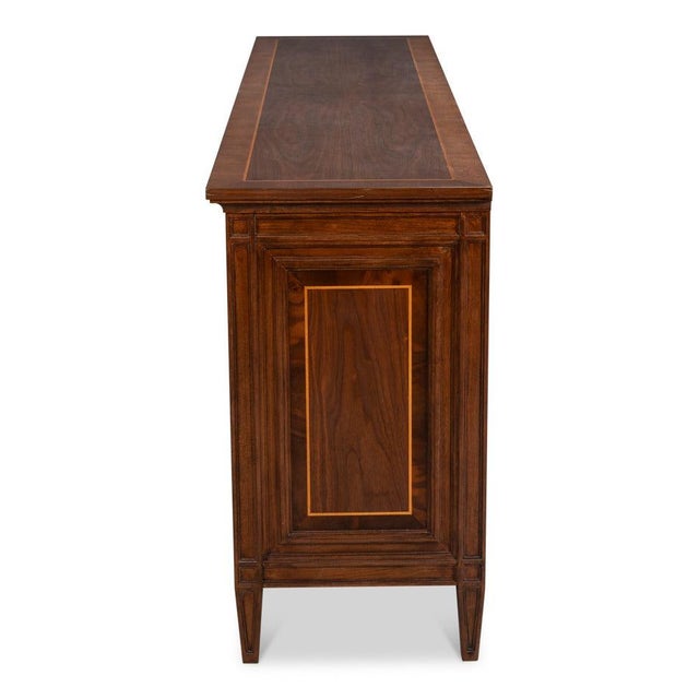 Walnut Burl Four-Door Credenza with Inlaid Panels For Sale - Image 4 of 10