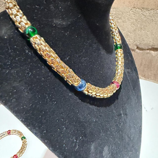 Vintage Gold-Tone Choker Necklace and Matching Bracelet Rau Klikit For Sale - Image 12 of 17