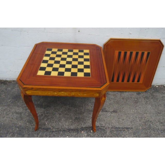 Italian Inlay Multi Games Table Changeable Tops Chess Backgammon Roulette 6036 For Sale - Image 13 of 18