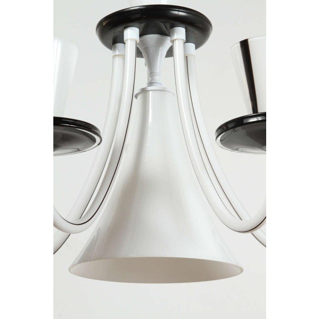 White & Black Murano 5 Arm Chandelier Fixture For Sale - Image 9 of 10