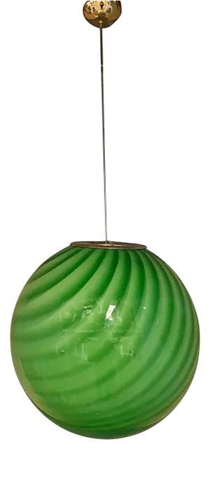 Green Swirling Sphere Pendant in Murano Style Glass Italian Art by Simoeng