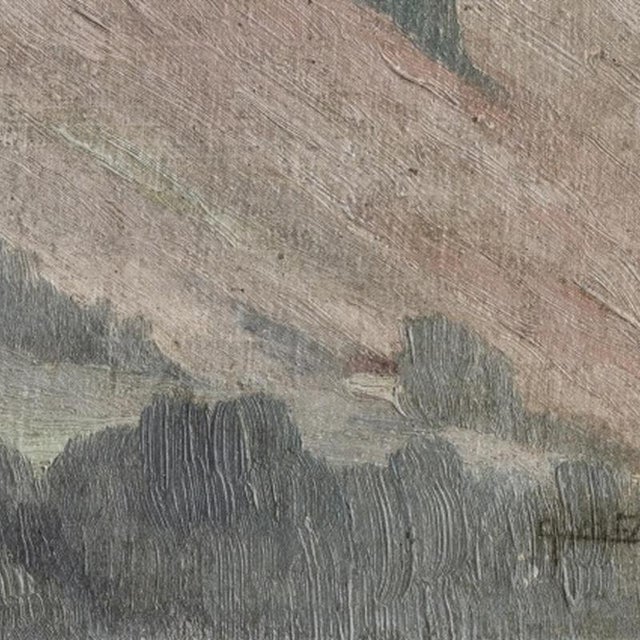 Dominguez Alvarez, Landscape with Houses, Oil Painting For Sale - Image 5 of 6