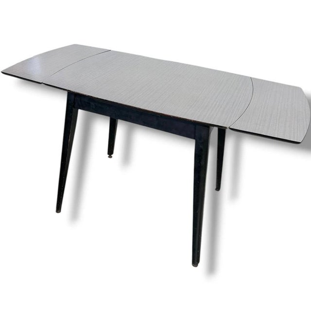 Extendable Dining Table with White Formica Top with Black Legs For Sale - Image 5 of 10