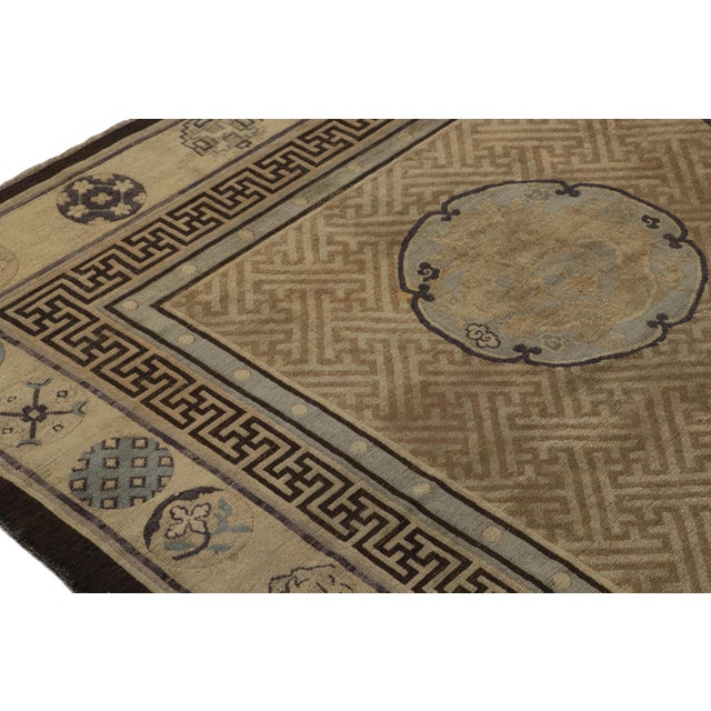 Late 18th Century Antique Chinese Dragon Rug in Gold With Pictorial Medallions For Sale In New York - Image 6 of 7