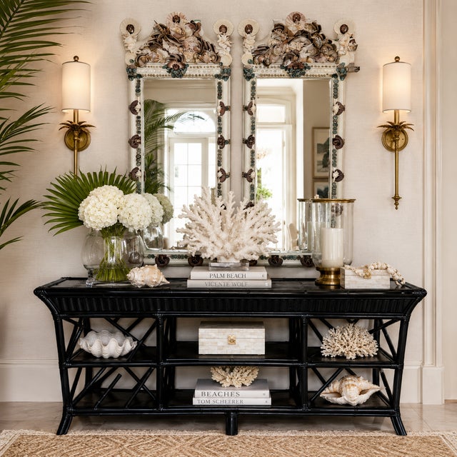 Vintage 60’s Twin Faux Bamboo & Seashell Encrusted Wall Mirrors - Designed by Cheryl P. Kohloff For Sale - Image 18 of 18