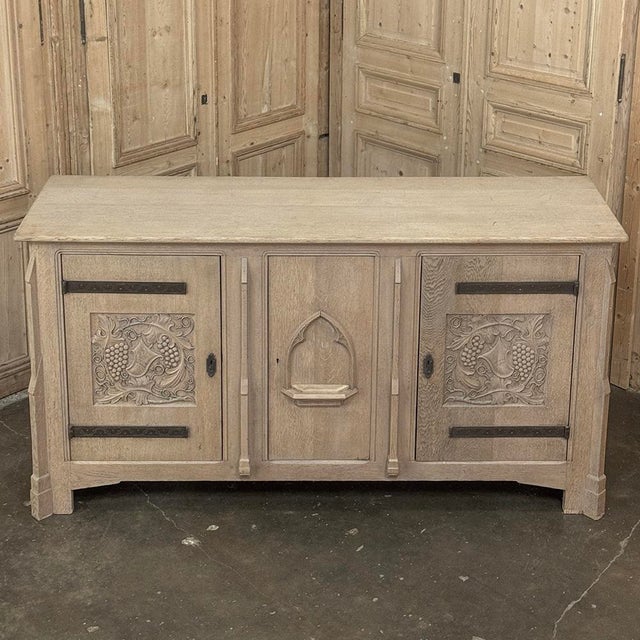 Antique Gothic Revival Stripped Oak Buffet For Sale - Image 18 of 18