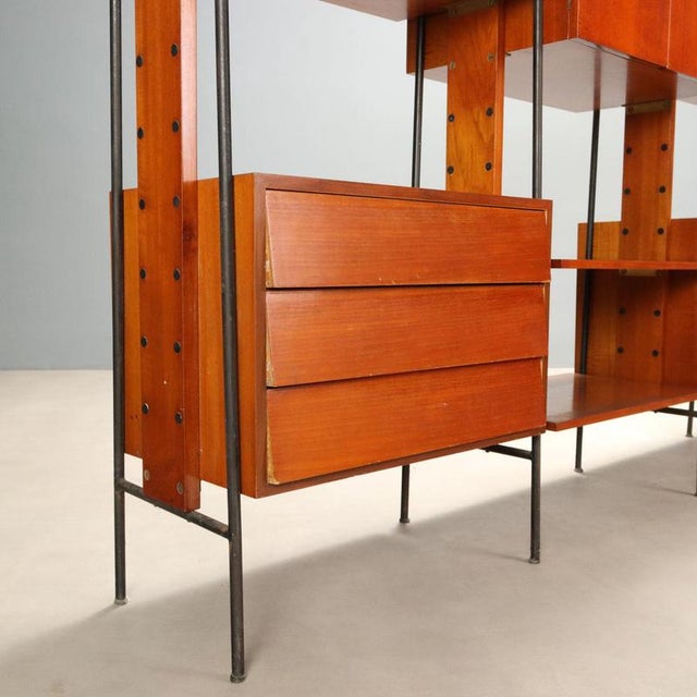 Wood Mid-Century Teak Veneer Bookshelf, 1960s For Sale - Image 7 of 15