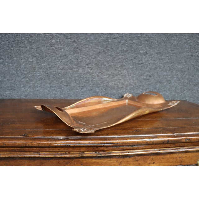 Art Nouveau Copper Serving Tray With Integrated Handles For Sale - Image 12 of 12