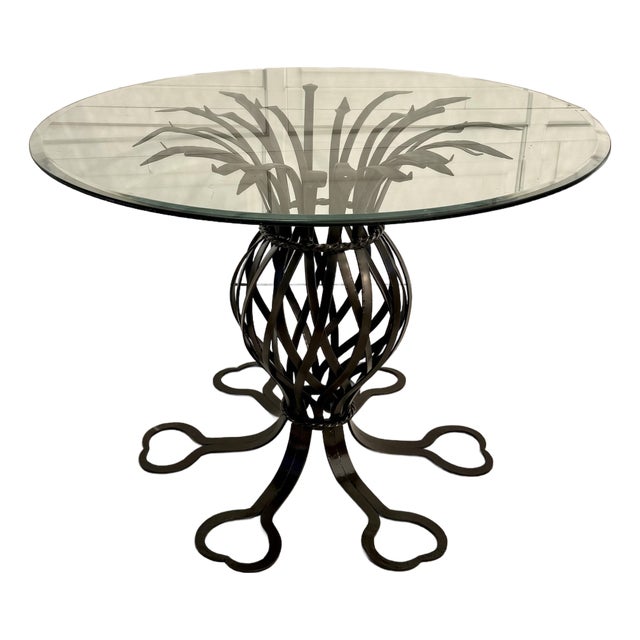1950's Attributed to Mario Papperzini for Salterini Wrought Iron Patio Table, New Powder Coat For Sale
