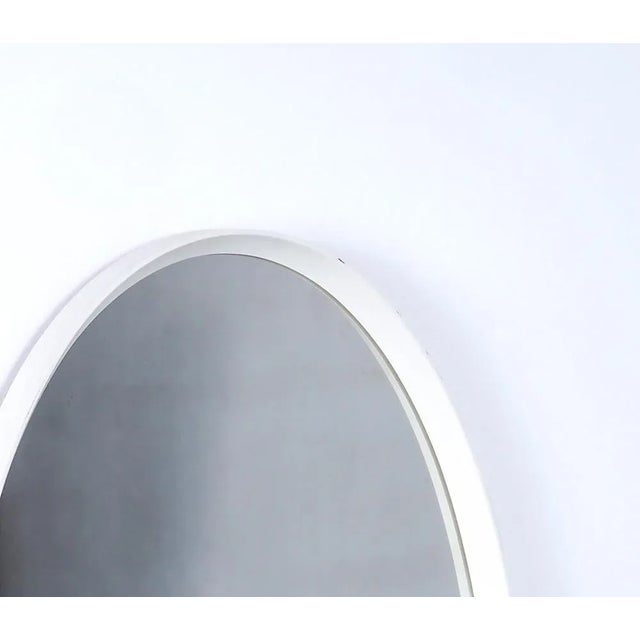 Mid-Century Modern Oval White Wooden Wall Mirror, 1960s For Sale - Image 3 of 7