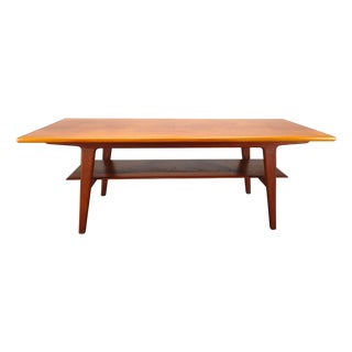 Danish Mid-Century Teak Coffee Table with Shelf, 1960s For Sale