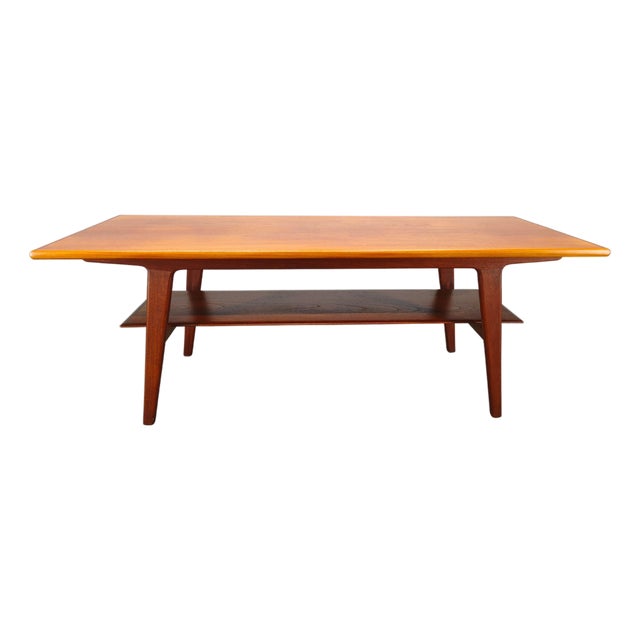 Danish Mid-Century Teak Coffee Table with Shelf, 1960s For Sale