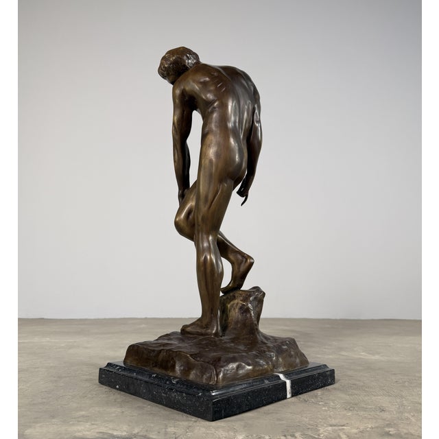 Bronze Bronze Sculpture After Rodin “Adam” – Strong Male Figure, 21” Tall For Sale - Image 8 of 10