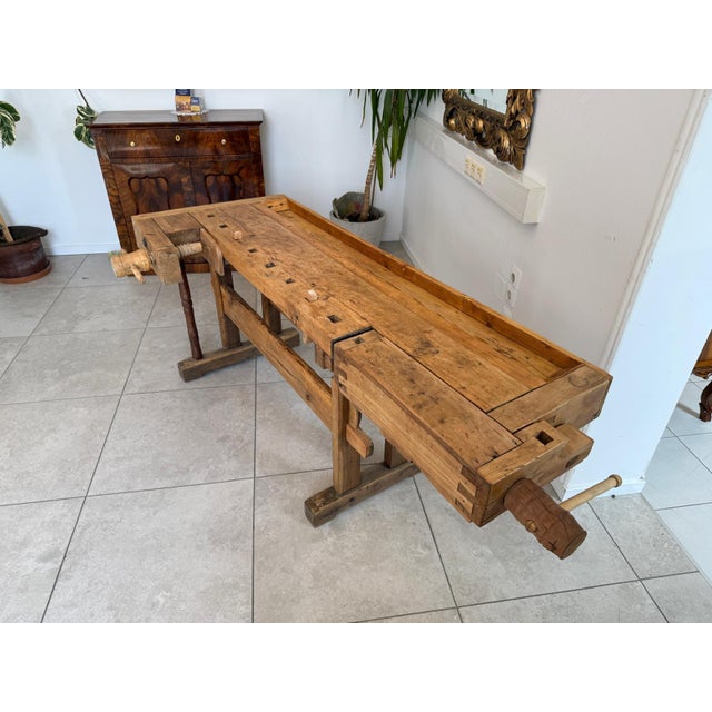 Brown Antique Workbench, 1890s For Sale - Image 8 of 18