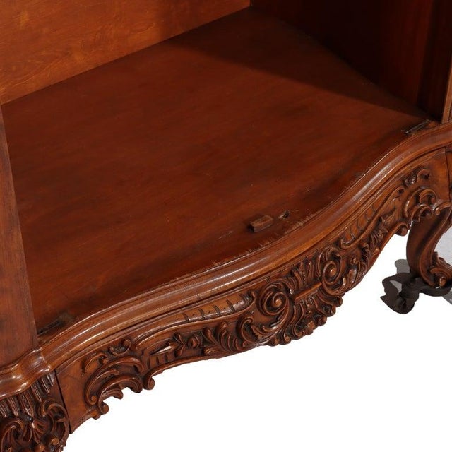 Monumental Antique French Carved Kingwood & Marquetry Four Door Armoire C1890 For Sale - Image 17 of 18