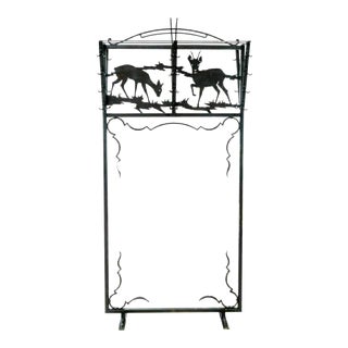 Rustic Lodge Style Forged Iron Deer Hall Tree Stand For Sale