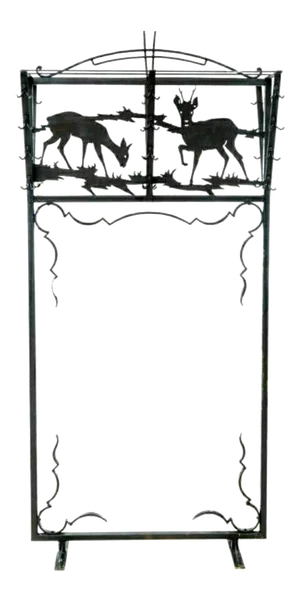 Rustic Lodge Style Forged Iron Deer Hall Tree Stand