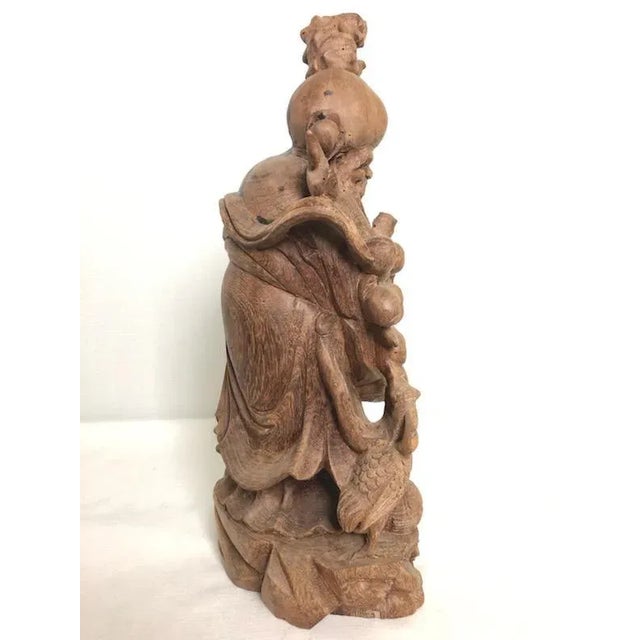 Figurative 19th Century Asian Carved Wood Figure of a Scholar For Sale - Image 3 of 11
