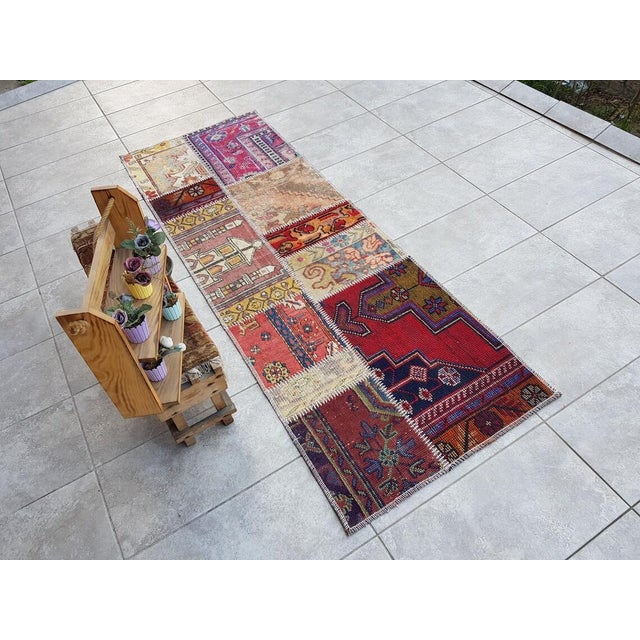 Textile Mid 20th Century Muted Oushak Hallway Runner Rug For Sale - Image 7 of 10
