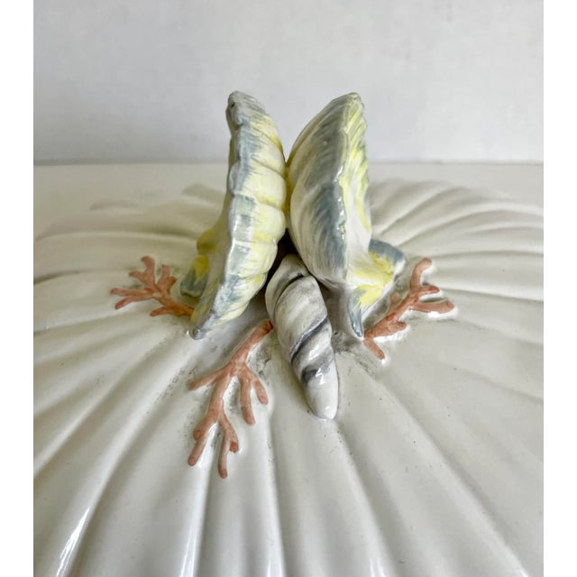 Italian Ceramic Shell Lidded Trinket Box by Mieselman Imports For Sale - Image 4 of 11