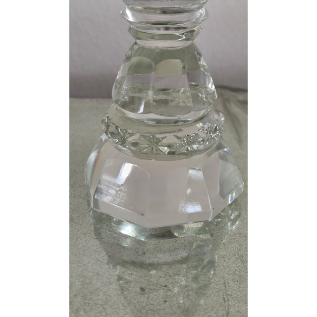 Vintage Tall Faceted Crystal-Glass Salt and Pepper Shakers With Silver-Tone Caps For Sale In New York - Image 6 of 16