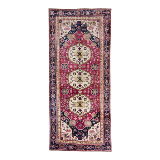 1940s Vintage Anatolian Red Wool Wide Hand-Knotted Rug For Sale