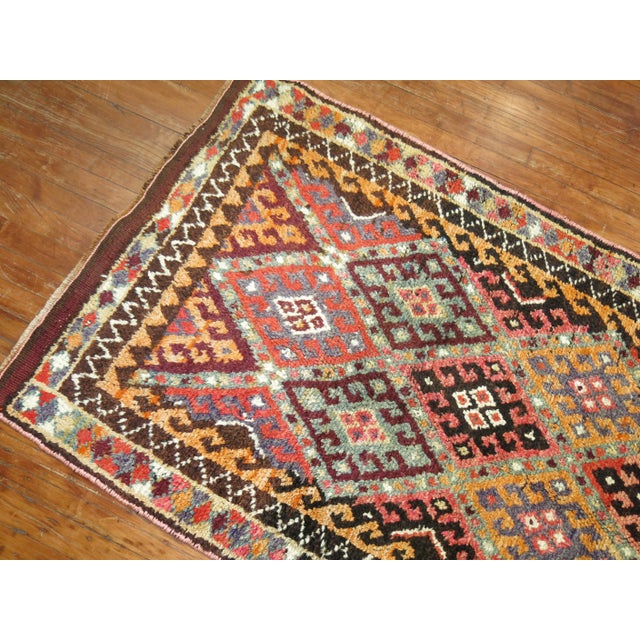 Vintage Zabihi Collection Long Geometric Turkish Runner - 3'3" x 15' For Sale - Image 4 of 7