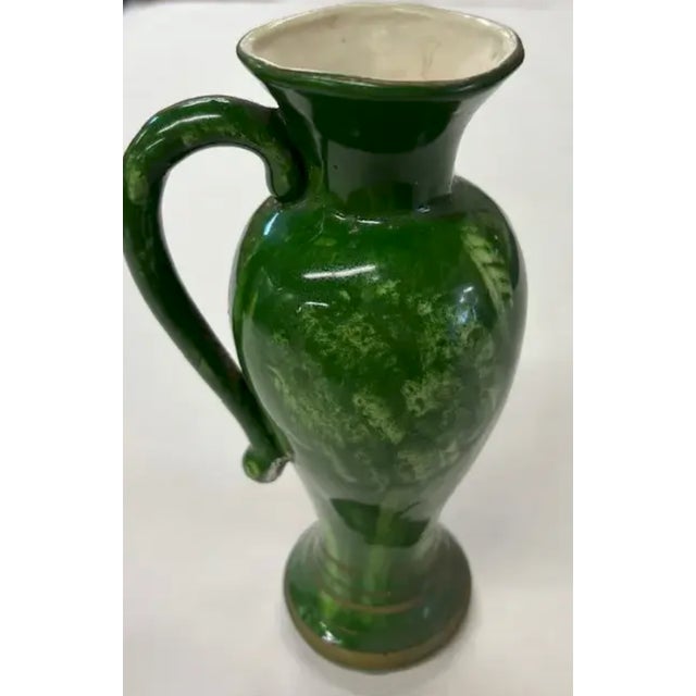 Mid-Century Modern Early Green Pottery Vase, Pitcher With a Mallard Duck For Sale - Image 3 of 8
