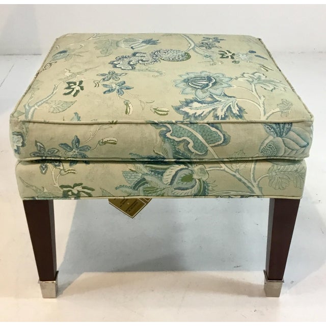 Hickory Chair Traditional Blue and Green Floral Print Chair and Ottoman