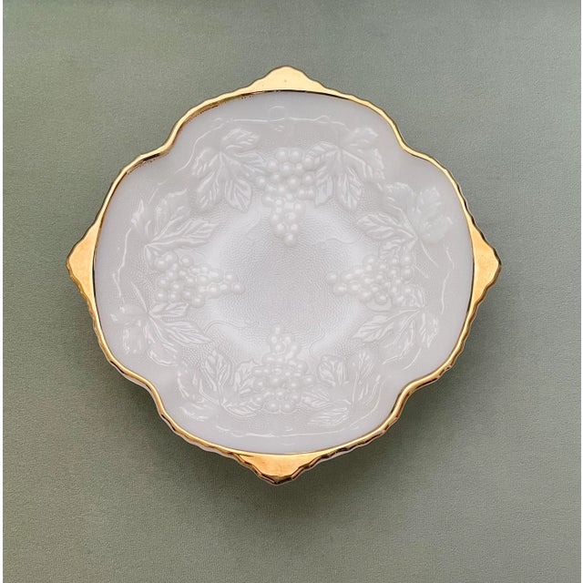 1950s Anchor Hocking Vineyard Milk Glass Footed Dish For Sale - Image 9 of 9