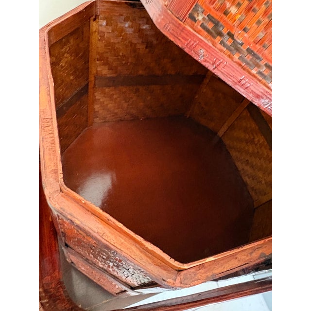 Wicker Chinese Wedding Basket W/ Brass Detail For Sale - Image 9 of 9